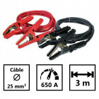 Câble de démarrage CB 650 3 + 3 m professionnel 25mm2 avec pinces coudées en laiton étamé et entièrement isolées
