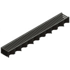 Caniveau hexa 100 - hauteur 80 mm - largeur 90 mm  - aco - grille passerelle acier galvanisé / fente 11,5 mm / a15
