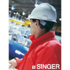 Casque de chantier singer bleu polyethylene avec bandeau reglable fixation 6 points