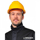 Casque de chantier singer rouge polyethylene avec bandeau reglable fixation 6 points