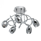 Plafonnier chromé techno 5 ampoules 21 cm