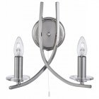 Applique 2 ampoules ascona, en argent satiné et verre