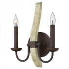 Applique middlefield, fer et bois, 2 ampoules