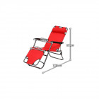 Transat chaise longue jardin plage 3 positions       rouge