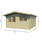 Chalet de Jardin Bois VIGO 16m² - Epaisseur des Madriers : 44mm - Porte Double - Bois Nordique de Haute Qualité - Abri de jardin