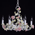Chandelier blanc flora 6 ampoules 130 cm