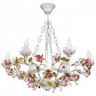 Chandelier blanc flora 6 ampoules 75 cm