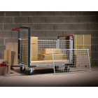Chariot modulaire FLATPACK™ grillagé 2 dossiers + 2 ridelles plateau bois 1000 x 600 mm roues rectangle 500 kg - 806724545
