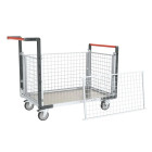 Chariot modulaire grillagé 2 dossiers + 2 ridelles plateau tôle galva 1000 x 600 mm 250 kg - 806724255