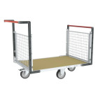 Chariot modulaire grillagé 2 dossiers plateau bois 1200 x 800 mm roues losange 500 kg - 806724742