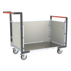 Chariot modulaire PP alvéolaire 2 dossiers + 1 ridelle plateau tôle galva 1000 x 600 mm 250 kg - 806724284