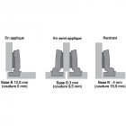 Charnière INTERMAT pousse-lache TH 42 à VISSER, ouverture 110° A visser TH 42 B12.5mm (coudure 0 mm) CG3930479