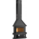 Fm cheminée métallique d'angle c-100r 13,5kw avec porte en fonte