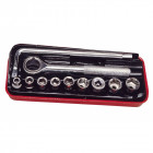 Coffret cliquet douilles 11 pièces de 6 à 14 mm acier chromé cliquet réversible outils atelier bricolage helloshop26 3417030