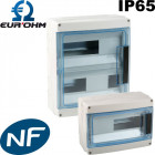 Coffret étanche ip65 eurohm de type plexo 1 rangée de 12 modules - entrées pré percées