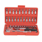 Coffret vissage cliquet à douille embout chrome vanadium 46 pc 1/4'' qualité pro outils atelier bricolage helloshop26 3417048