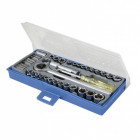 Coffret vissage cliquet reversible douilles chrome de 39 pcs tournevis + embouts outils atelier bricolage helloshop26 3417051