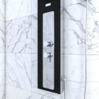 Colonne de douche à hydromassage 22x125cm - Verre trempé avec plaque Inox- ALPHA BLACK0 Aurlane - COL044