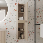 Colonne de salle de bain Marron glacé suspendu - Hauteur 120 cm - 2 Portes - LEON Aurlane - LAV984