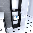 Colonne de salle de bain noir mat 30x35x150 cm avec 2 portes blanches et poignées noir mat Aurlane - PACM048