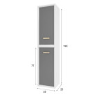 Colonne de salle de bain scandinave blanc à suspendre - h150xp25xl35cm - NORDIK ASKA Aurlane - LAV484