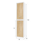 Colonne de salle de bain scandinave blanc à suspendre 151x35x24 - NORDIK NATURLIG Aurlane - LAV487
