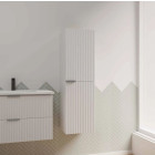 Colonne façade ondulée 35x30x120 cm - 2 portes en MDF blanc - MILO Aurlane - LAV1071