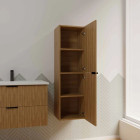 Colonne façade ondulée 35x30x120 cm - 2 portes en MDF décor bois - MILO Aurlane - LAV1067