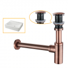 Siphon lavabo cylindrique avec bonde sans trop-plein en bronze