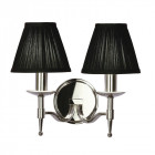 Applique 2 ampoules stanford, nickel, abat-jour noirs
