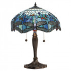 Lampe 40 cm dragonfly blue, verre et zinc