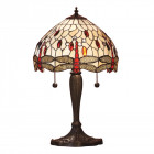 Lampe 30 cm dragonfly beige, verre et zinc