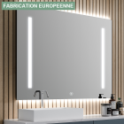 Miroir éclairage led de salle de bain deka avec interrupteur tactile et anti-buée - 100x80cm