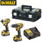 Kit 2 outils 18V 5Ah Li-Ion moteur sans charbon : Perceuse -visseuse COMPACT (DCD791) + Visseuse à chocs (DCF887) DEWALT DCK268P2T