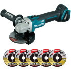 Meuleuse MAKITA Ø125 mm 18V - Sans batterie, ni chargeur + 5 meules à ébarber flexibles - DGA506ZX1
