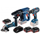 Kit 3 outils bosch : perceuse-visseuse gsr + meuleuse gws + perforateur gbh + 1 batterie 18v 3ah + chargeur - 0615990k6m