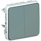 Double interrupteur ou va-et-vient plexo composable ip55 10ax 250v gris (069525)