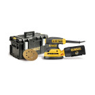 Ponceuse excentrique 125mm 280W + mallette TOUGH SYSTEM + lot de 25 abrasifs 120G DEWALT DWE6423TSYS