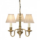Suspension fitzroy, laiton, bougies couleur ivoire, 3 abat-jours beiges