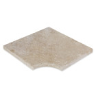 Margelle angle rentrant travertin beige mix 1er choix 45,5x45,5x3cm bord 1/2 rond