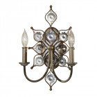 Applique leila, argent bruni et cristal , 2 ampoules