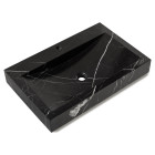 Vasque à poser rectangulaire avec perçage robinetterie en véritable marbre noir 70x45x10 cm