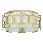 Plafonnier sabina, feuille d'argent vernis or, abat-jour imitation soie coquille d'oeuf