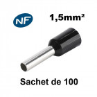 Embouts de câblage pour fil souple de 0,5 à 50mm² embout noir - 1.5mm² - sachet de 100