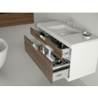 Meuble de salle de bain suspendu 100cm praga 21 - ensemble blanc et bois massif