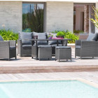 Salon de jardin 7 places en résine tressée - gris foncé