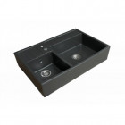 Evier céramique timbre d'office 2 bacs baroque anthracite