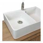 Evier céramique timbre d'office 2 bacs campagnard blanc