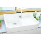 Evier céramique Timbre D'office Tradition blanc 80cm - 1 bac