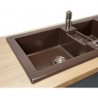Evier  encastrable céramique soft taupe 2 bacs+egouttoir sarreguemines